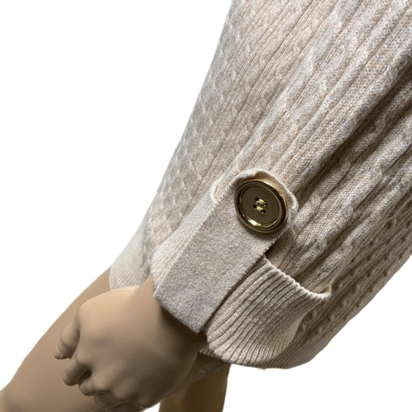 Karen Scott Beige Long Sleeve Cable Knit Sweater Sz XL Beige Aesthetic Normcore - Picture 6 of 13